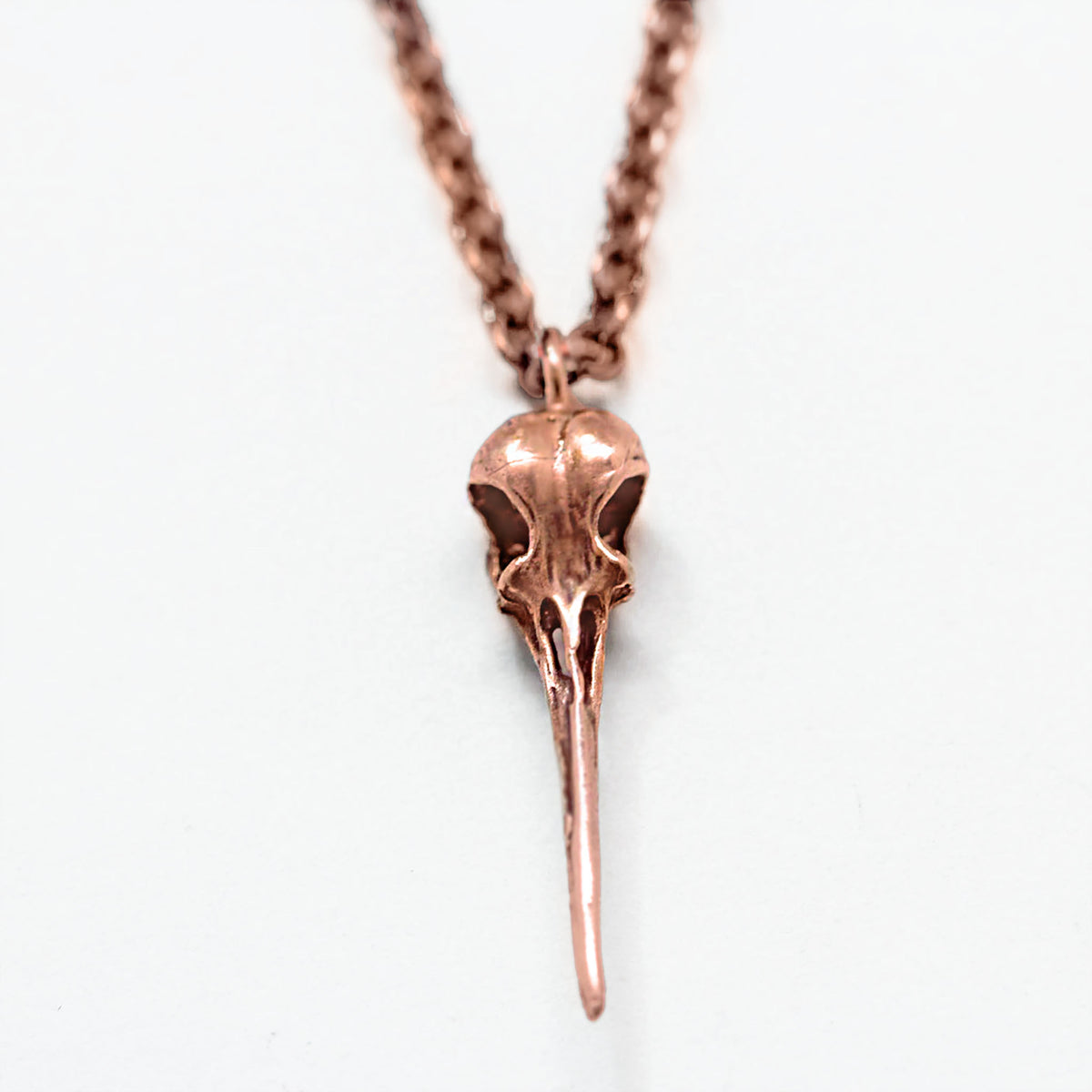 14K Solid Rose Gold Hummingbird Skull Necklace by Oracle Jayne Station