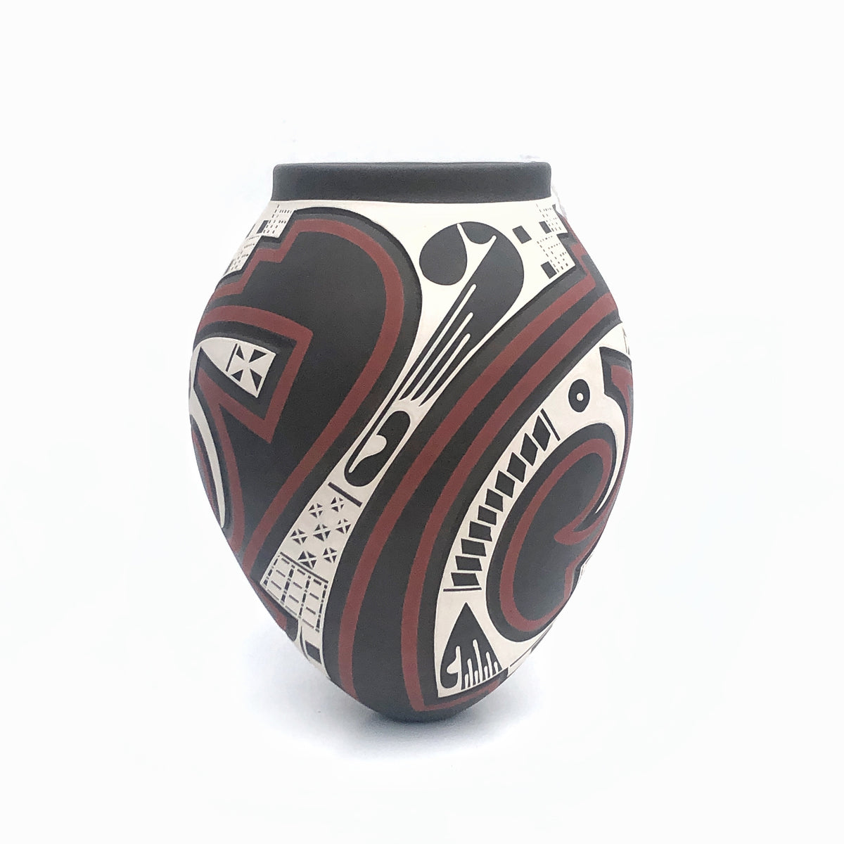 Engraved and Painted Pot by Lazaro Osuna Silveira